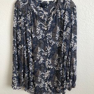 Lucky Brand Button Down Paisley Blouse